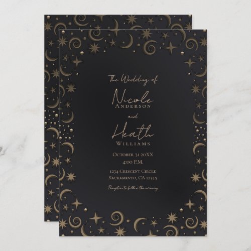 Whimsical Magic Celestial Swirls Wedding   Invitation