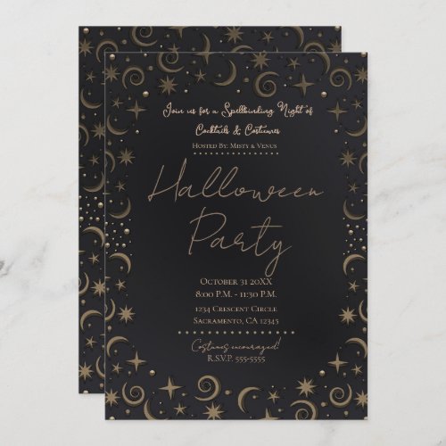 Whimsical Magic Halloween Cocktails Costumes Party Invitation