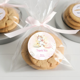 Whimsical magic pastel unicorn birthday thank you classic round sticker