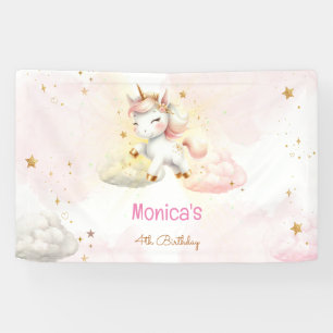 Whimsical magic pastel unicorn kids birthday banner
