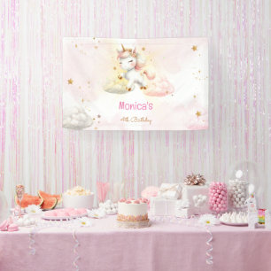 Whimsical magic pastel unicorn kids birthday banner