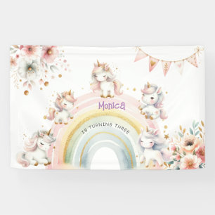 Whimsical magic pastel unicorn kids birthday banner