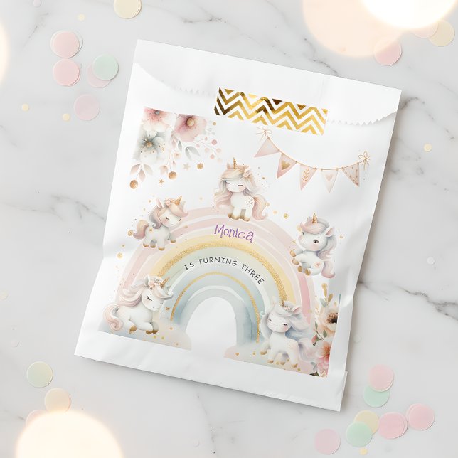 Whimsical magic pastel unicorn kids birthday favor bag (Creator Uploaded)