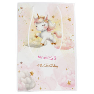 Whimsical magic pastel unicorn kids birthday medium gift bag