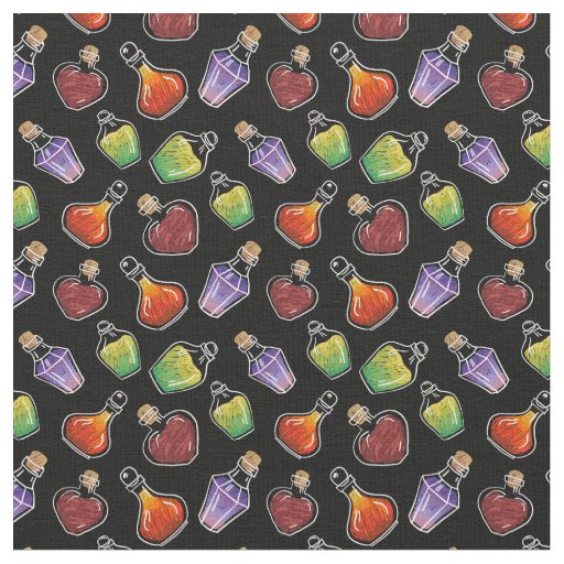 Whimsical Magic Potion Bottles Pattern Fabric