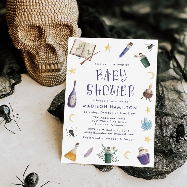Whimsical Magic Potions Halloween Baby Shower Invitation (Creator Uploaded)
