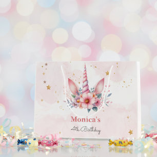 Whimsical magic unicorn horn kids birthday large gift bag