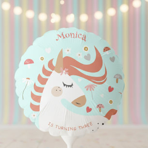 Whimsical magic unicorn kids birthday balloon