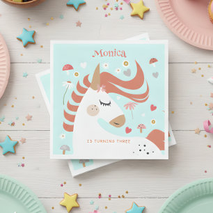 Whimsical magic unicorn kids birthday napkins