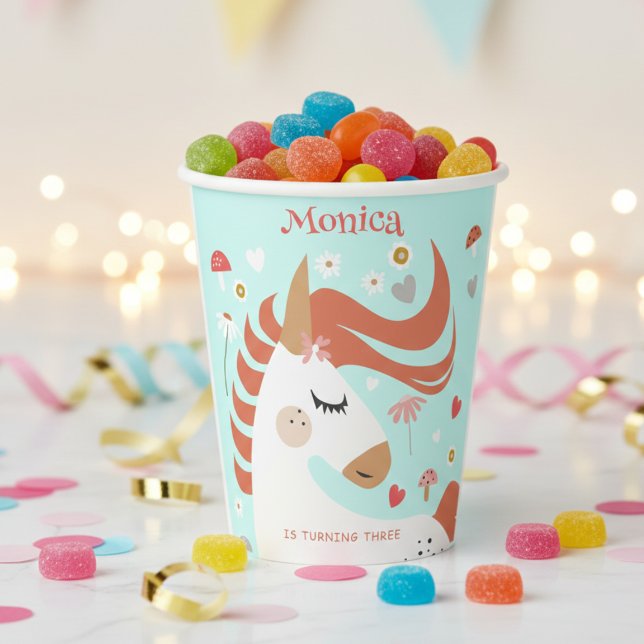 Whimsical magic unicorn kids birthday paper cups (Creator Uploaded)