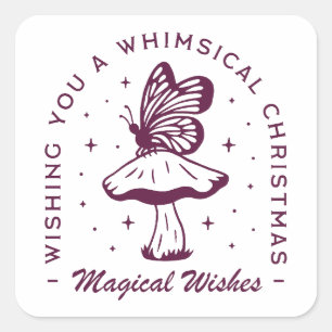 Whimsical magical Christmas purple aesthetic Square Sticker