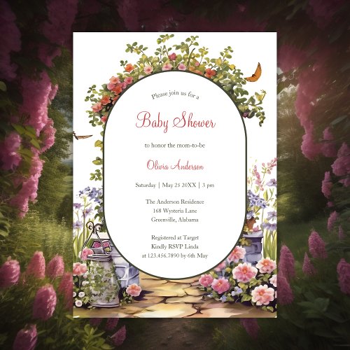 Whimsical Magical Enchanted Garden Baby Shower Invitation