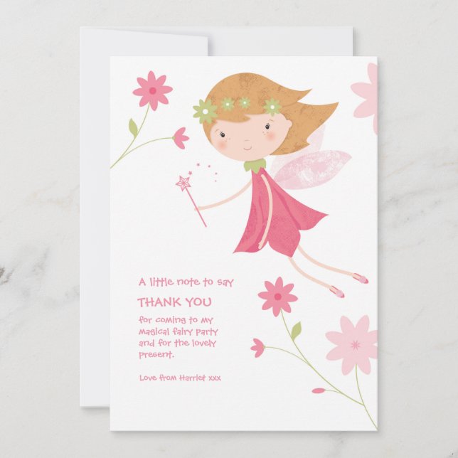 Whimsical Magical Fairy Birthday Thank You Card (Front)