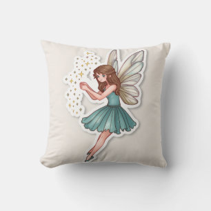 Whimsical Magical Fairy Throw Pillow