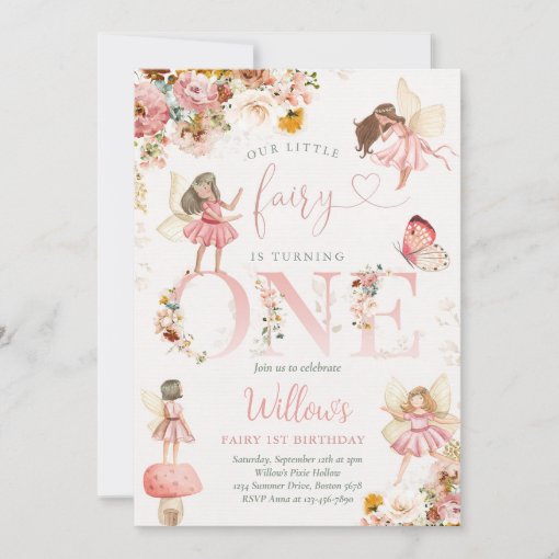 Whimsical Magical Floral Fairy 1st Birthday Party Invitation | Zazzle