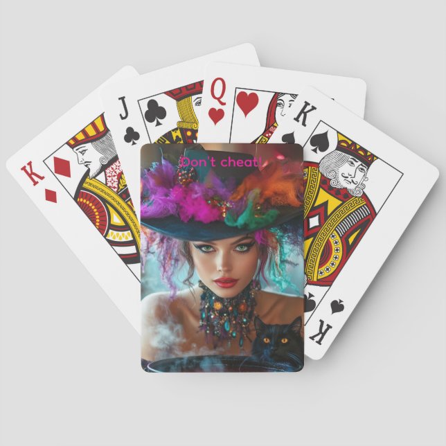 Whimsical Magical Good Witch Poker Cards (Back)