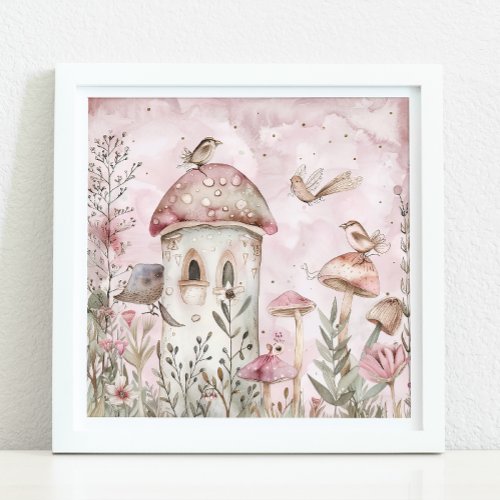 WHIMSICAL MAGICAL MUSHROOM GARDEN POSTER