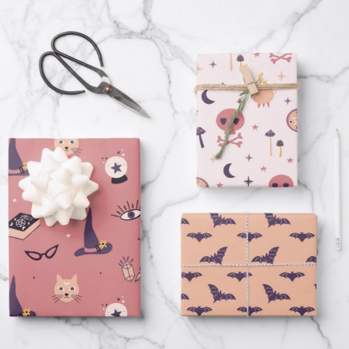 Whimsical Magical pink witch_themed  Wrapping Paper Sheets