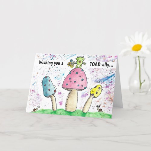 Whimsical Magical Toad Mushrooms Birthday Card
