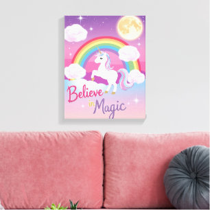 Whimsical Magical Unicorn Illustration Canvas Print