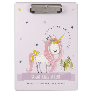 Whimsical Magical Unicorn Purple Lilac Princess Clipboard