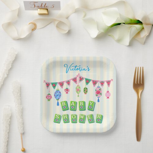 Whimsical Mahjong Baby Shower Paper Plates