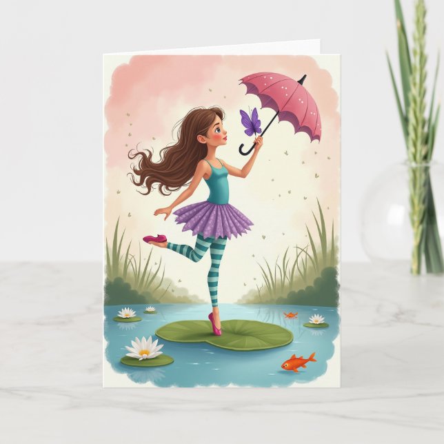 Whimsical Maiden Birthday Card (Front)