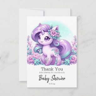 Whimsical Majestic Unicorn Baby Shower Thank You Card