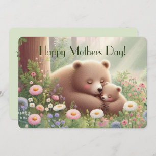 Whimsical Mama & Baby Bear Mother's Day Flat Card 