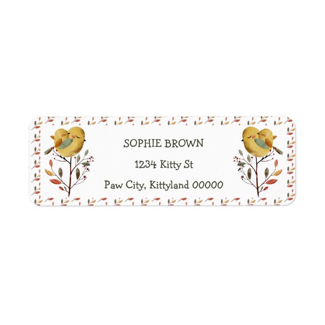 Whimsical Mama Bird& Her Chick Return Address Label (Front)