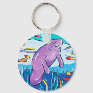 Whimsical Manatee Keychain