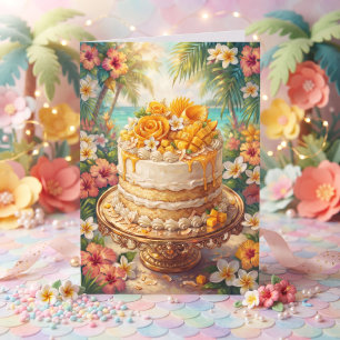 Whimsical Mango Coconut Cake Happy Birthday Gigi Card