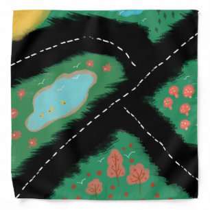 Whimsical Map Kids Park Pond Bandana