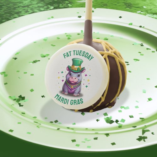 Whimsical Mardi Gras Fat Tuesday Hippo Sticker Cake Pops