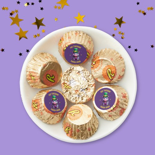 Whimsical Mardi Gras Fat Tuesday Hippo Sticker Reeses Peanut Butter Cups