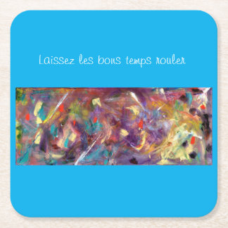 Whimsical Mardi Gras square paper coasters. Coaster