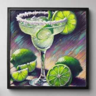 Whimsical Margarita Cocktail Chalk Pastel Green Peel And Stick Photo Tile