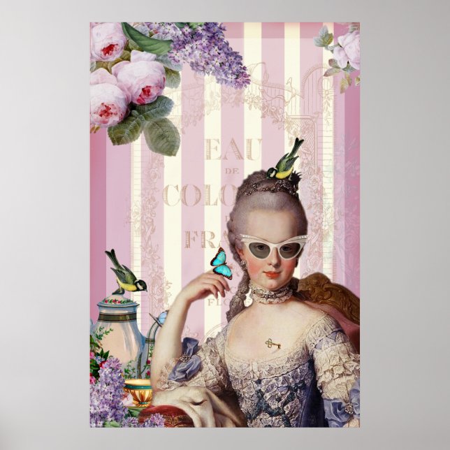 Whimsical  Marie Antoinette in winged sunglasses Poster (Front)