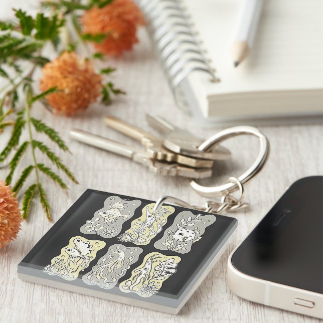 Whimsical Marine Life Pattern Keychain (Front Right)