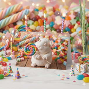 Whimsical Marshmallow Guinea Pig Happy Birthday   Card