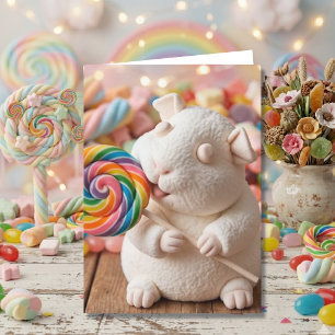 Whimsical Marshmallow Guinea Pig Thinking of You Card