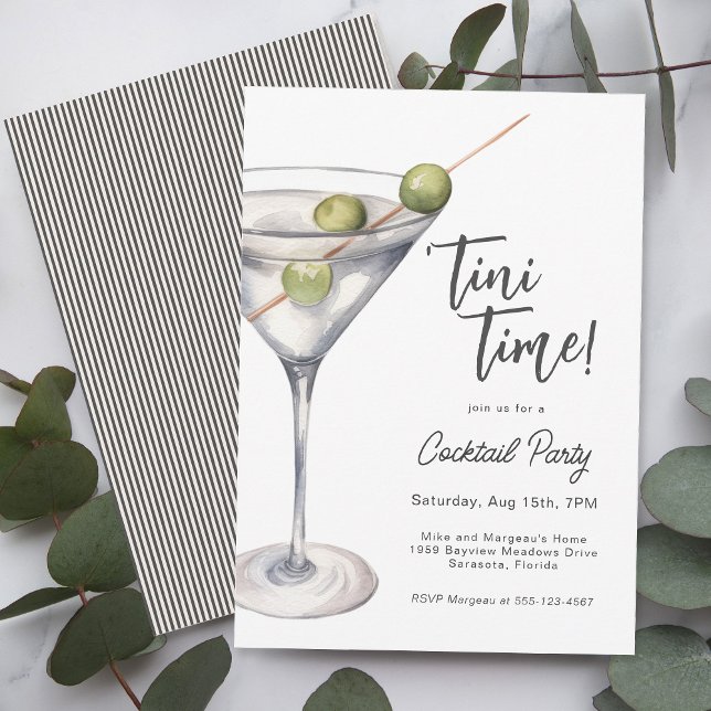 Whimsical Martini Cocktail Party Invitation (Available as printed or paperless digital download!)