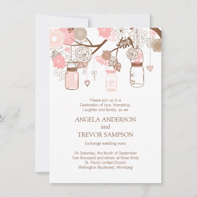 Whimsical Mason Jar Wedding Invitation (Front)