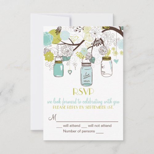 Whimsical Mason Jars RSVP Wedding Invitation