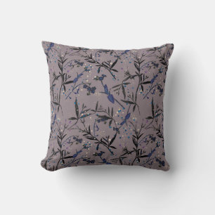 Whimsical Mauve Garden Accent Throw Pillow