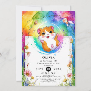 Whimsical Meadow Hamster Birthday Invitation