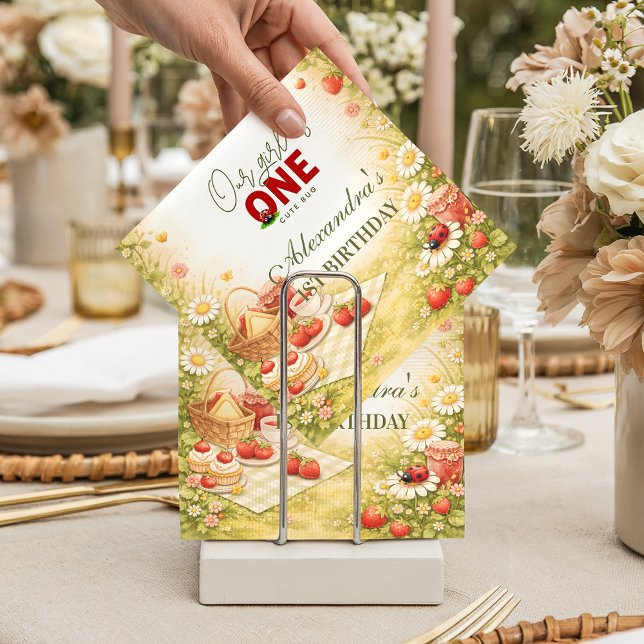 Whimsical Meadow Lady Bug 1st Birthday Napkins (Creator Uploaded)