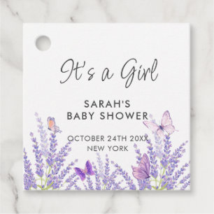 Whimsical Meadow Lavender Butterfly Baby Shower  Favor Tags