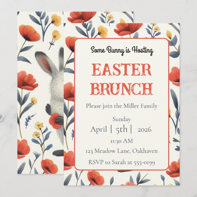Whimsical Meadow Personalized Easter Brunch Invitation (Front/Back)