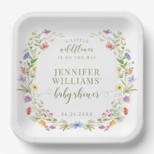 Whimsical meadow wildflower boho Baby girl shower Paper Plates